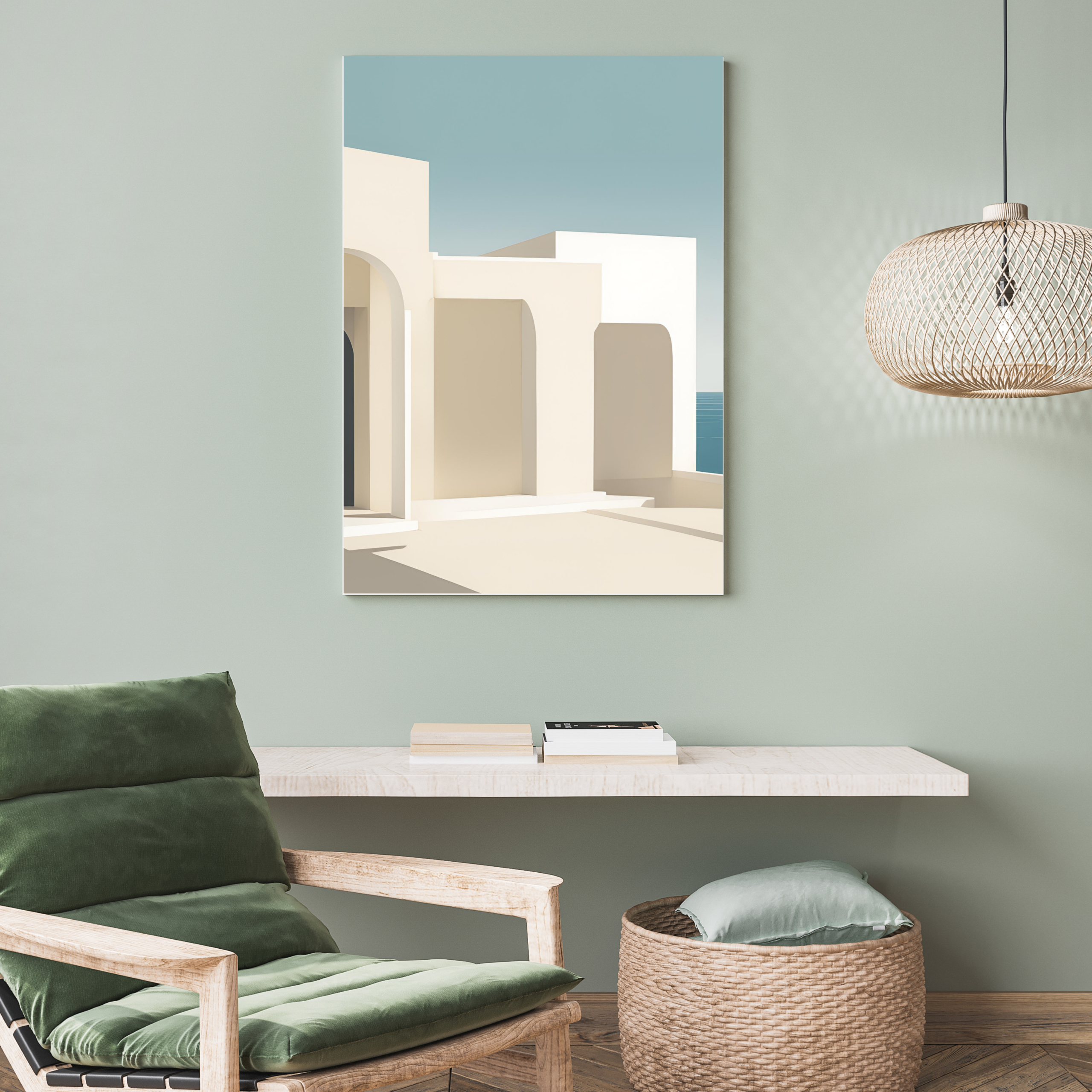 Summer House in White and Blue Wall Art - Image 2